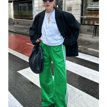 KMBANGI Women's Stylish Striped Sweatpants with Pockets