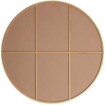 Allora 45" Round Mid Century Metal Frame Clear Beveled Mirror in Brass