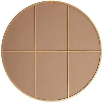 Allora 45" Round Mid Century Metal Frame Clear Beveled Mirror in Brass