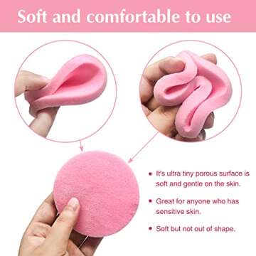 120 Pcs Facial Sponge Compressed,Face Cleansing Sponge Makeup Removal Sponge Pad,Exfoliating Wash Round Sponge for Women,Girls(Pink,Yellow)