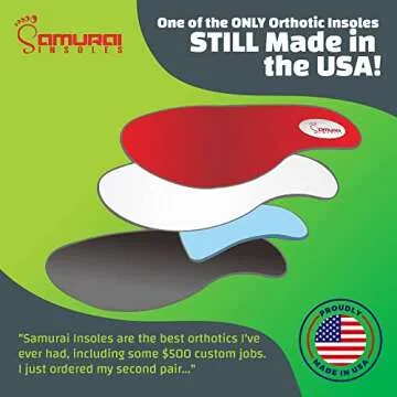 Samurai Insoles The Original Arch Support Shoe Insoles - Plantar Fasciitis Relief - US Orthotic Lab Made, Podiatrist Designed Shoe Inserts for Men 10-10.5 or Women 12-12.5