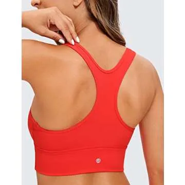 CRZ YOGA Ruched V-Neck Longline Sports Bra for Women
