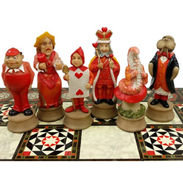 HPL Alice in Wonderland Fantasy Chess Set with 17" Mosaic Color Board