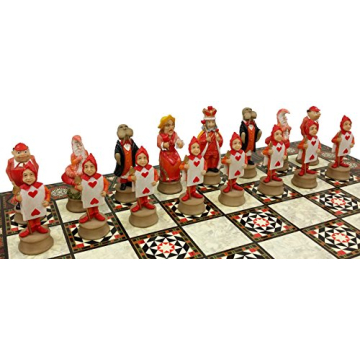 HPL Alice in Wonderland Fantasy Chess Set with 17" Mosaic Color Board