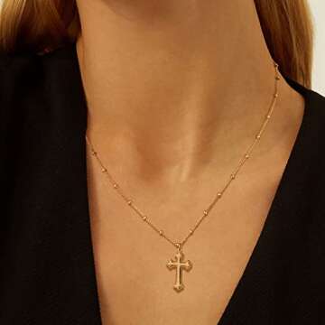 MTMY Gold Cross Necklace 14K Gold Plated Dainty Gold Cross Pendant Necklace for Women Delicate Necklace Jewelry (cross 7)