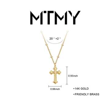 MTMY Gold Cross Necklace 14K Gold Plated Dainty Gold Cross Pendant Necklace for Women Delicate Necklace Jewelry (cross 7)