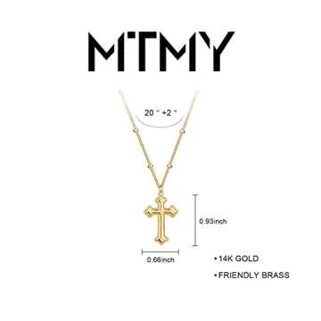 MTMY Gold Cross Necklace 14K Gold Plated Dainty Gold Cross Pendant Necklace for Women Delicate Necklace Jewelry (cross 7)