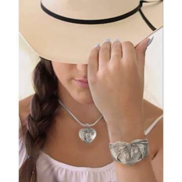Horse Lady Gifts Bracelet - Handmade Cuff for Horse Lovers with Sculpted Horses
