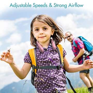 COMLIFE Bladeless Neck Fan, 5000mAh Rechargeable Battery Powered, Angle Adjustable, Hand-free Portable Neck Fan for Both Outdoor & Indoor Use, UL Certified, Pink