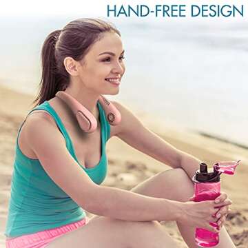 COMLIFE Bladeless Neck Fan, 5000mAh Rechargeable Battery Powered, Angle Adjustable, Hand-free Portable Neck Fan for Both Outdoor & Indoor Use, UL Certified, Pink