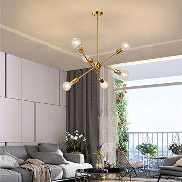 BAODEN 6 Lights Gold Pendant Light Fixture for Home