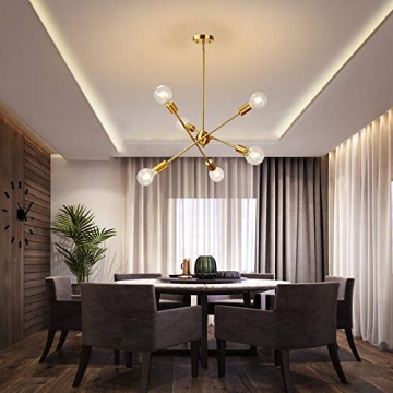 BAODEN 6 Lights Gold Pendant Light Fixture for Home