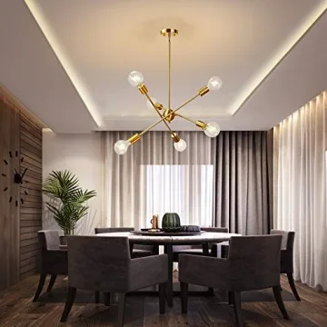 BAODEN 6 Lights Gold Pendant Light Fixture for Home