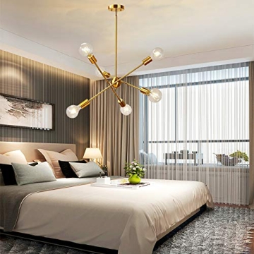 BAODEN 6 Lights Gold Pendant Light Fixture for Home