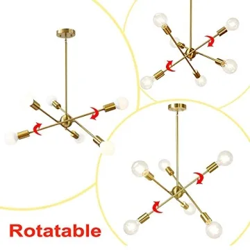 BAODEN 6 Lights Gold Pendant Light Fixture for Home