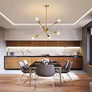 BAODEN 6 Lights Gold Pendant Light Fixture for Home
