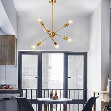 BAODEN 6 Lights Gold Pendant Light Fixture for Home