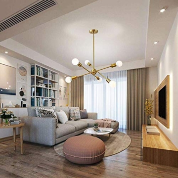 BAODEN 6 Lights Gold Pendant Light Fixture for Home