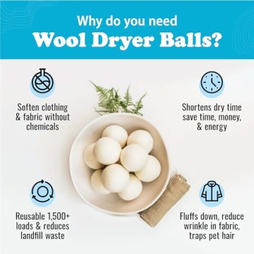Smart Sheep Wool Dryer Balls - 6-Pack - XL Premium Natural Fabric Softener Award-Winning - Wool Balls Replaces Dryer Sheets - Wool Balls for Dryer - Laundry Balls for Dryer
