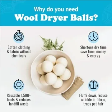 Smart Sheep Wool Dryer Balls - 6-Pack - XL Premium Natural Fabric Softener Award-Winning - Wool Balls Replaces Dryer Sheets - Wool Balls for Dryer - Laundry Balls for Dryer