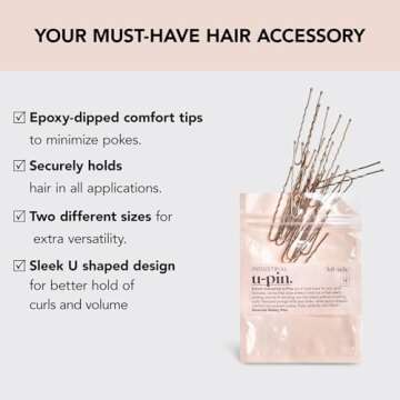 Kitsch U Shaped Hair Pins for Girls, Teens & Women | Hairpin Perfect for Updos, Ballet Buns & Wig Styling - 3 Inches & 2.5 Inches, Brown, 18Pcs