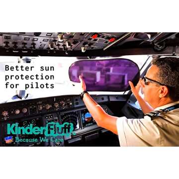 kinder Fluff Car Window Shade (4Pack)-The Only Certified Cockpit & Car Window Sun Shade for Baby & Pilots Proven to Block 99.95% UVR -Mom's Choice Gold Award- Aircraft & Car Seat Sun Protection - S
