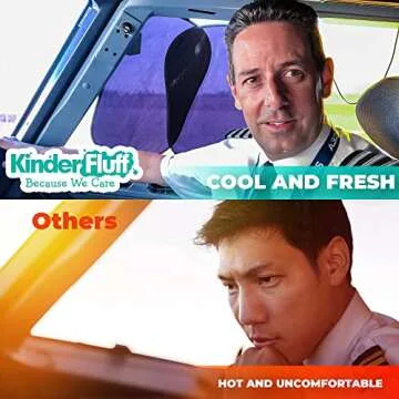 kinder Fluff Car Window Shade (4Pack)-The Only Certified Cockpit & Car Window Sun Shade for Baby & Pilots Proven to Block 99.95% UVR -Mom's Choice Gold Award- Aircraft & Car Seat Sun Protection - S