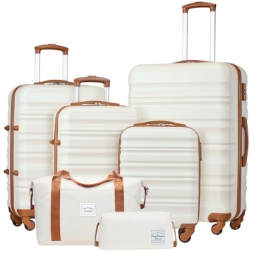 LONG VACATION 6-Piece Luggage Set ABS Hardshell with TSA Locks and Spinner Wheels