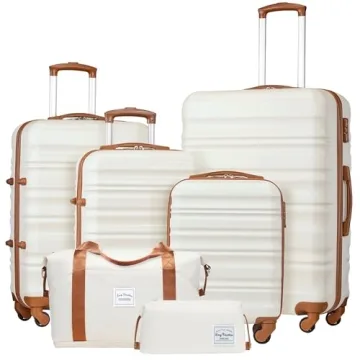 LONG VACATION 6-Piece Luggage Set ABS Hardshell with TSA Locks and Spinner Wheels