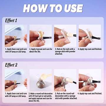 Laza White Pearl Chrome Nail Powder, 8 Colors Metallic Mirror Effect Pigment, Ice Transparent Aurora Nail Glitter Dust Kit for Gel Nail Art Decoration, Resin Craft, Gifts - Colorful White