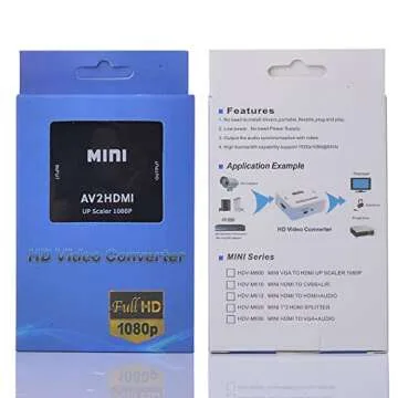 AV to HDMI Converter, RCA to HDMI Adapter, 1080p 3RCA CVBs to HDMI Composite Video Audio Converter Adapter for TV/PS3/VHS/VCR/DVD/PC/Blu-Ray DVD, Black