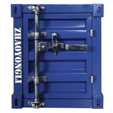 ZHAOYONGLI Industrial End Table - Durable Dark Blue Nightstand With Storage