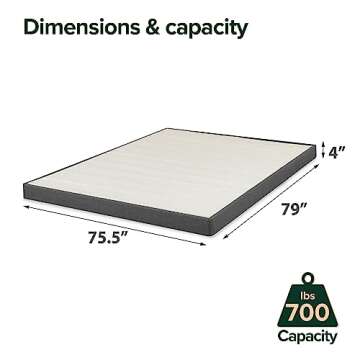 ZINUS Upholstered Metal and Wood Box Spring, 4 Inch Mattress Foundation, Easy Assembly, Fabric Panel...