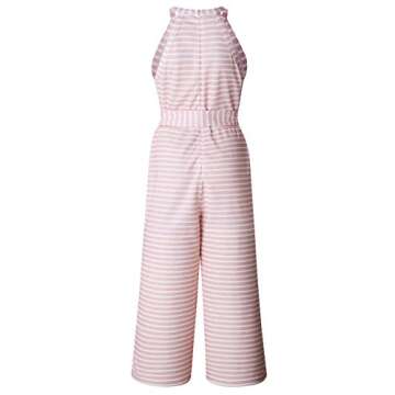 Alelly Women's Summer Jumpsuits Striped Tie Back Sleeveless Backless Wide Long Pants Rompers