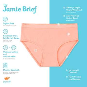 Lucky & Me | Jamie Performance Girls Briefs | Children's Underwear | 7 pack (6 Years, Vibrant)