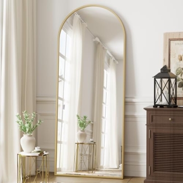 Dewfig Arched Full Length Mirror, 71"*30", Large Floor Mirror with Stand, Full Body Mirror Standing ...