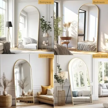 Dewfig Arched Full Length Floor Mirror 71x30 Gold