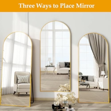 Dewfig Arched Full Length Floor Mirror 71x30 Gold
