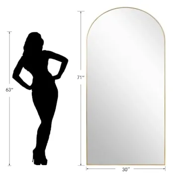 Dewfig Arched Full Length Floor Mirror 71x30 Gold