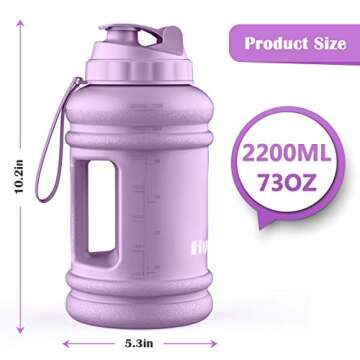 Hydro Bear 64oz Half Gallon Water Bottle Half Gallon BPA Free Plastic Motivational Water Bottle with Straw for Gym Fitness and Outdoor Sports
