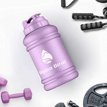 Hydro Bear 64oz Half Gallon Water Bottle Half Gallon BPA Free Plastic Motivational Water Bottle with Straw for Gym Fitness and Outdoor Sports