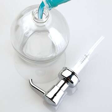 InterDesign York Glass Soap Dispenser Pump for Body Moisturizer, Liquid Hand Soap, Sanitizer or Aromatherapy Lotion - Clear/Chrome