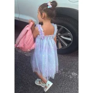 AGQT Toddler Girls Tutu Dress Sleeveless Kids Tulle Tutu Dress Birthday Party Babydoll Dresses Sequin Star-Light Blue Size 3-4T