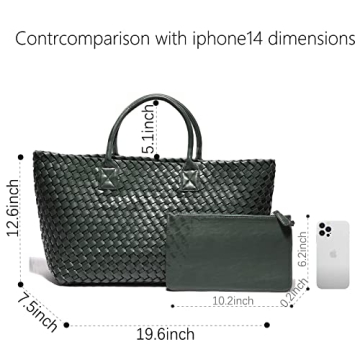 Weayouth Woven Bag Shopper Bag Travel Handbags and Purses Women Tote Bag Large Capacity Shoulder Fashion Bags (blackish green)