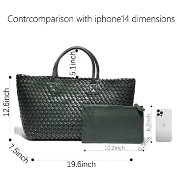 Weayouth Woven Bag Shopper Bag Travel Handbags and Purses Women Tote Bag Large Capacity Shoulder Fashion Bags (blackish green)