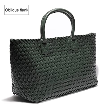 Weayouth Woven Bag Shopper Bag Travel Handbags and Purses Women Tote Bag Large Capacity Shoulder Fashion Bags (blackish green)