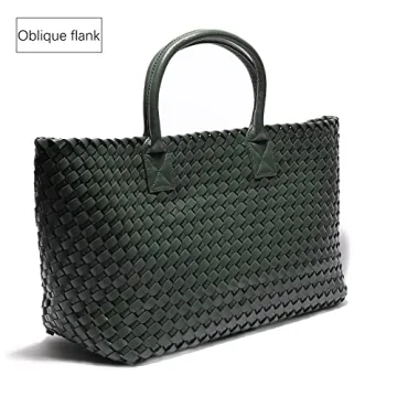Weayouth Woven Bag Shopper Bag Travel Handbags and Purses Women Tote Bag Large Capacity Shoulder Fashion Bags (blackish green)