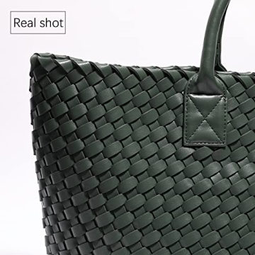 Weayouth Woven Bag Shopper Bag Travel Handbags and Purses Women Tote Bag Large Capacity Shoulder Fashion Bags (blackish green)