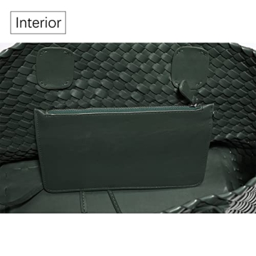 Weayouth Woven Bag Shopper Bag Travel Handbags and Purses Women Tote Bag Large Capacity Shoulder Fashion Bags (blackish green)
