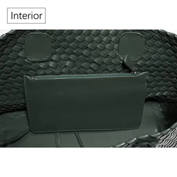 Weayouth Woven Bag Shopper Bag Travel Handbags and Purses Women Tote Bag Large Capacity Shoulder Fashion Bags (blackish green)